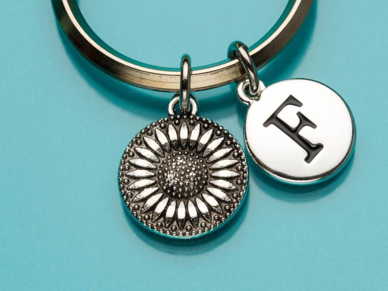 Sonnenblume Schlüsselbund, Schlüsselanhänger, Moderne Blume Charm, Erste Personalisierte Benutzerdefinierte Charme 906 von promisemeeverything2