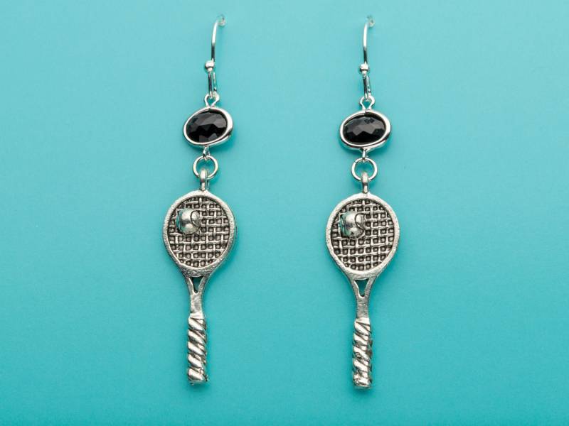 Tennis Racquet Ohrringe, Black Crystal Sport-Charme, Tennis, Geschenke Für Sie, 352 Tennis Racquet Ohrringe, Black Crystal Sport-Charme, Tennis, Geschenke Für Sie, 352 von promisemeeverything2