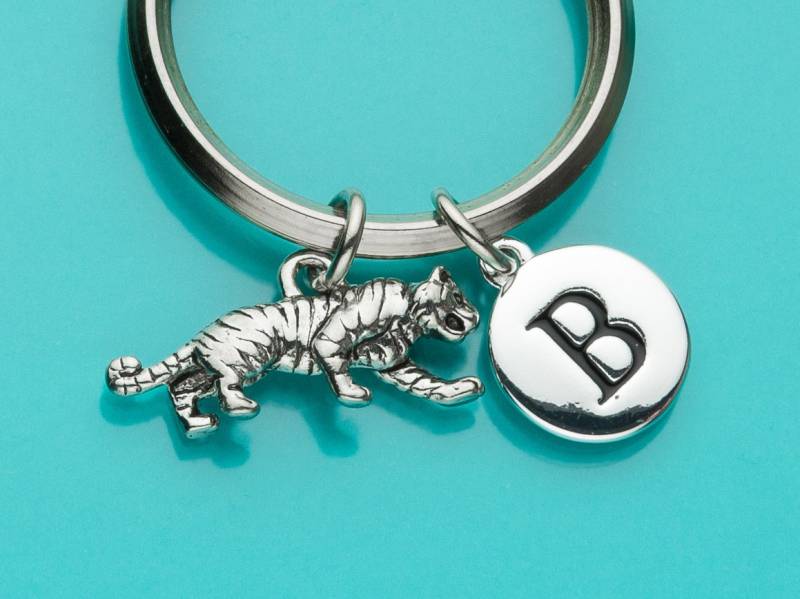 Tiger-Schlüsselanhänger, Dschungel Tier Charme, Anfängliche Keychain, Personalisierte Benutzerdefinierte Keychain Charme 357 von promisemeeverything2
