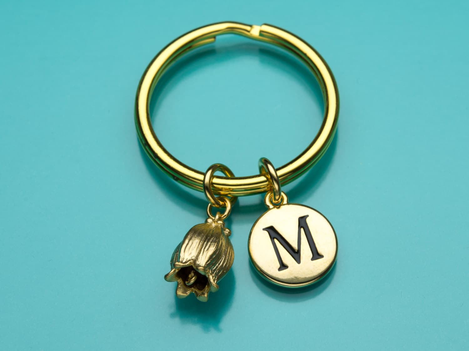 Tulpe Schlüsselbund, Schlüsselanhänger Goldene Tulpe, Blume Keychain, Anfängliche Personalisierte Schlüsselanhänger, Benutzerdefinierte Charme 485 von promisemeeverything2