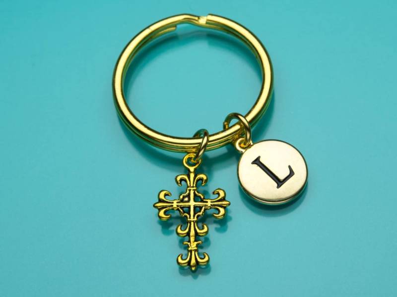 Überqueren Sie Filigrane Schlüsselanhänger, Schlüsselring Gold Kreuz Filigran, Religiöses Symbol, Ursprüngliche Benutzerdefinierte Keychain von promisemeeverything2