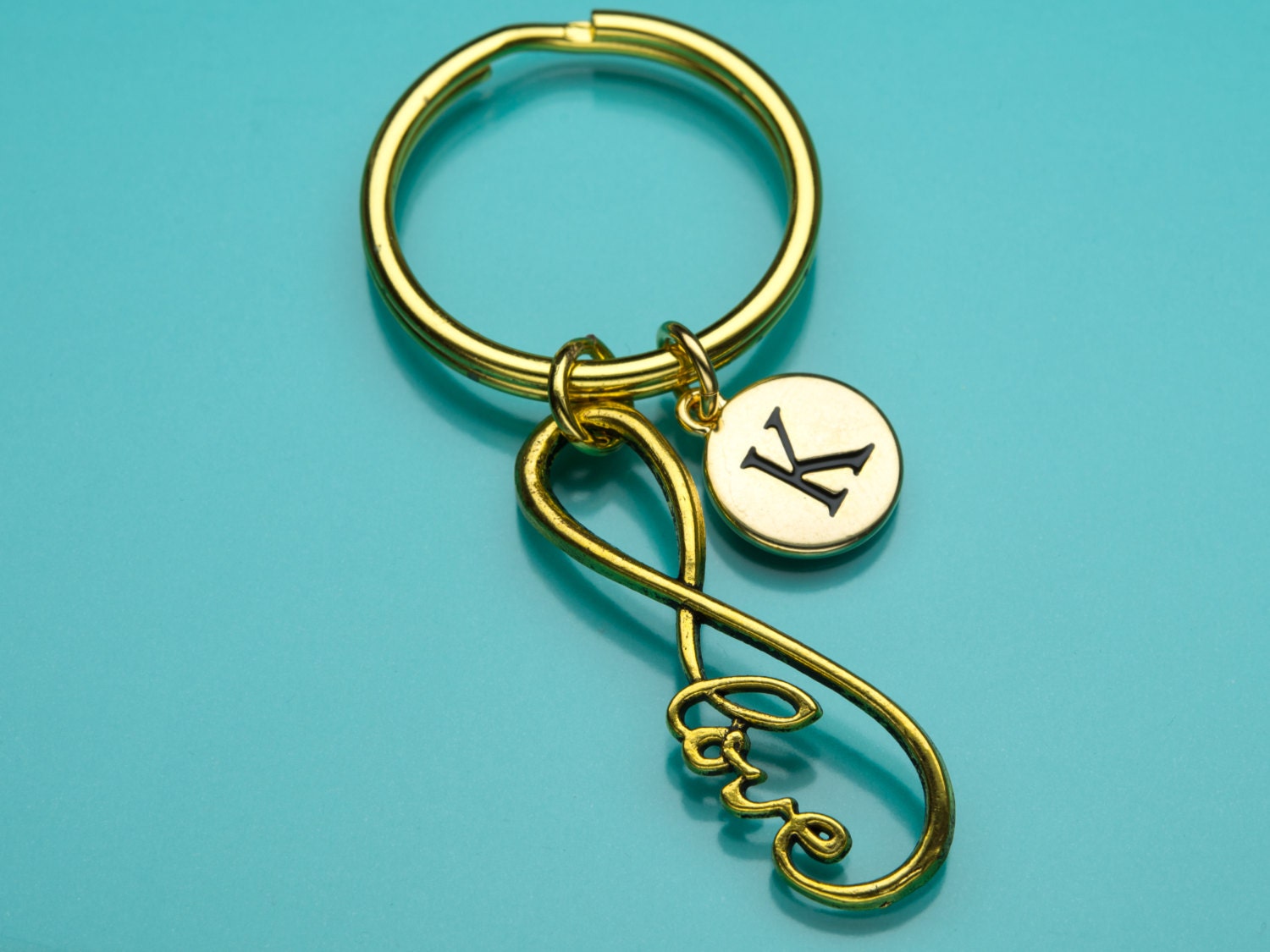 Unendlich Liebe Schlüsselanhänger, Schlüsselanhänger Gold Infinity-Liebe, Initial Immer, Keychain, Personalisierte Charme 512 von promisemeeverything2