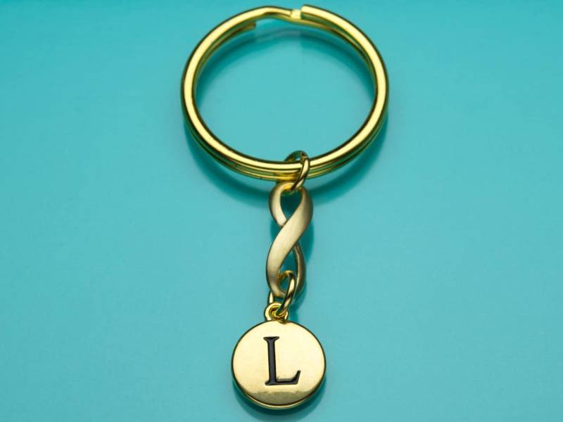 Unendlichkeit Symbol Keychain, Gold Infinity Schlüsselanhänger, Anfängliche Schlüsselbund, Benutzerdefinierte Personalisierte Charm, 494 von promisemeeverything2