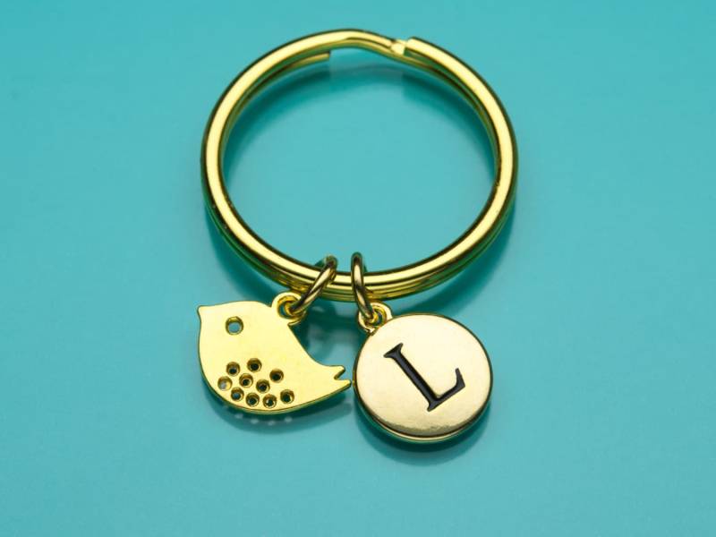 Vogel Schlüsselanhänger, Schlüsselanhänger Gold Vogel, Sparrow Keychain, Anfängliche Personalisierte Benutzerdefinierte Charme 519 von promisemeeverything2