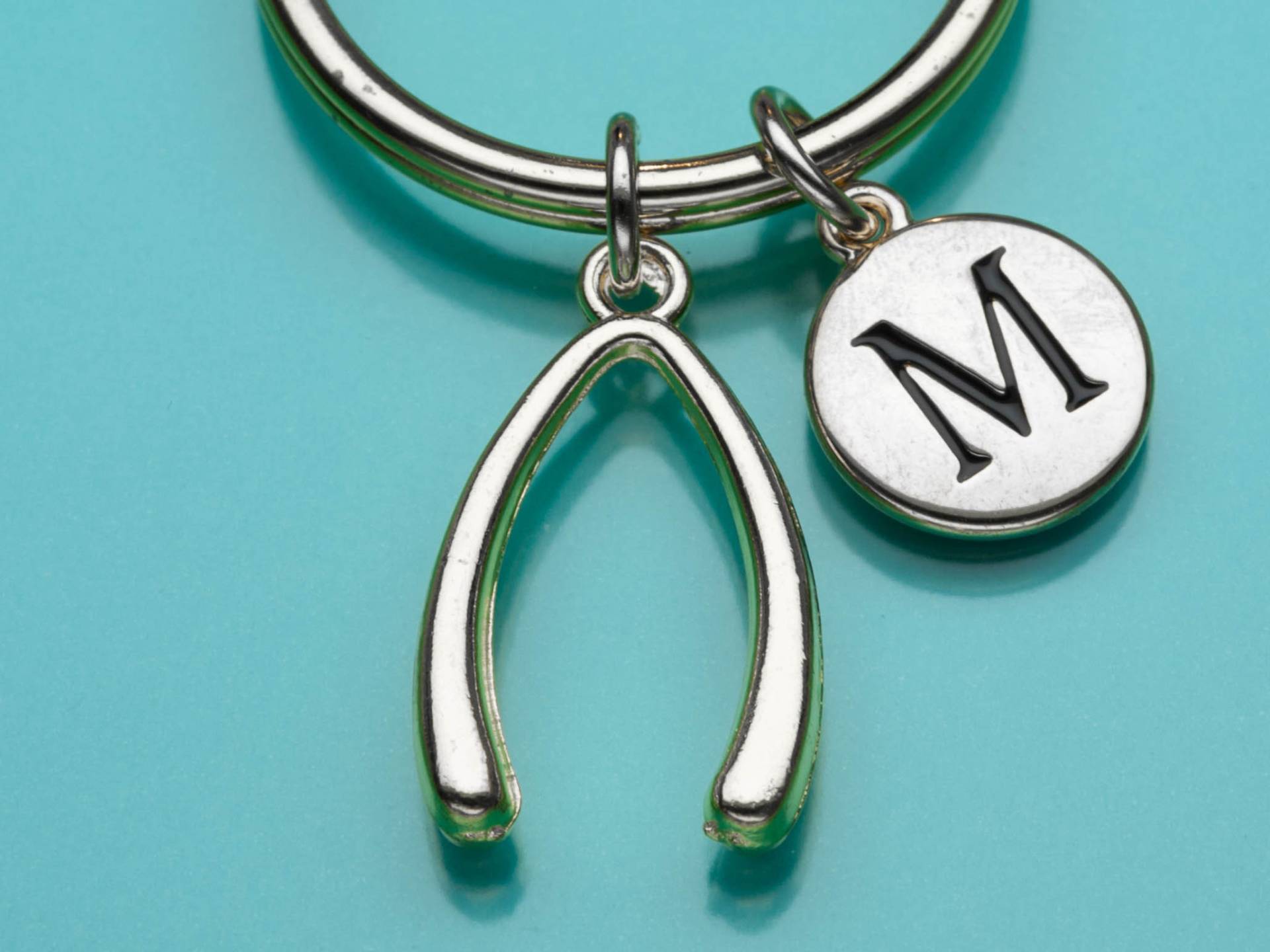 Wishbone Schlüsselbund, Schlüsselanhänger, Glücksbringer, Initial Personalisierte Benutzerdefinierte Charme 925 von promisemeeverything2