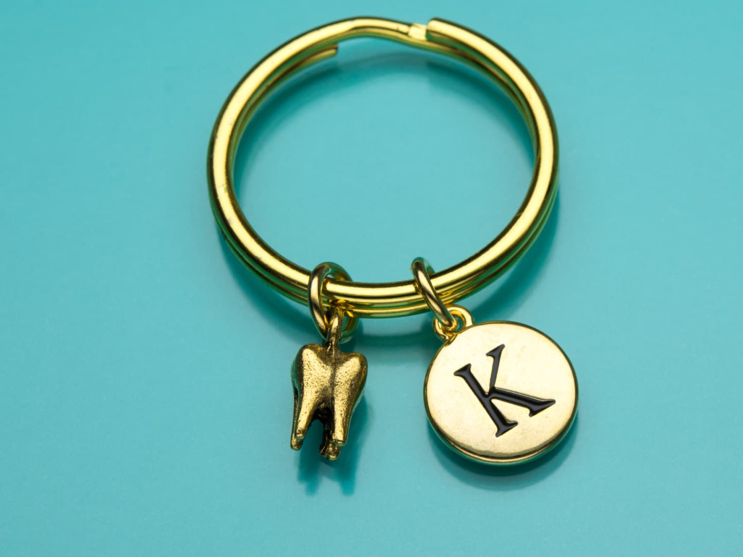 Zahn-Schlüsselanhänger, Schlüsselanhänger Gold Zahn, Molare, Dentale Charme, Anfängliche Keychain, Personalisierte Benutzerdefinierte Keychain von promisemeeverything2