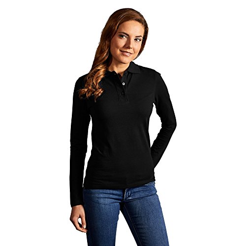 Heavy Langarm-Poloshirt Damen, Schwarz, M von Promodoro