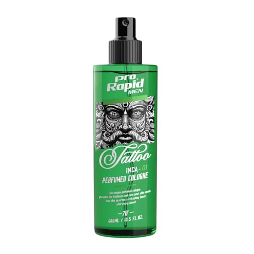 Pro Rapid Tattoo Inca - 01 After Shave Perfumed Barber Cologne 400 ml - Erfrischendes, Feuchtigkeitsspendendes und Beruhigendes Aftershave-Kölnisch Wasser - Vielseitig Einsetzbares Eau de Cologne von Pro Rapid Men