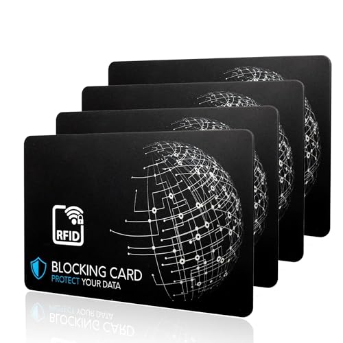 DEKRA geprüfte RFID Blocker Karte I Neuste E-Field Störsender-Technologie - zum Schutz vor Datendiebstahl I extra dünne Karte mit 0,8 mm für jede Geldbörse I Kartenschutz I NFC Schutz (4) von protect your data