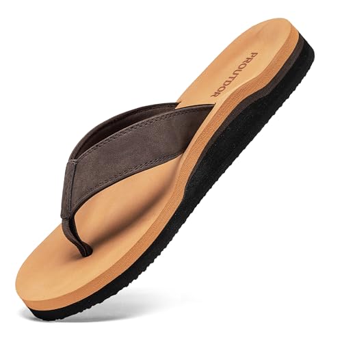 proutdor Breiter Flip-Flop für Herren mit orthopädischer Fußgewölbeunterstützung, athletische Slide-Sandalen für Herren, weiches gepolstertes Fußbett, kaffeebraun, 44.5 EU proutdor Breiter Flip-Flop für Herren mit orthopädischer Fußgewölbeunterstützung, athletische Slide-Sandalen für Herren, weiches gepolstertes Fußbett, kaffeebraun, 44.5 EU von proutdor