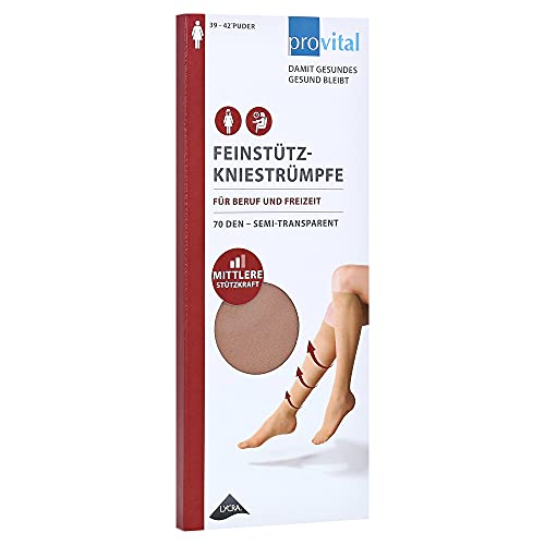 provital 70 DEN Damen Feinstützstrumpf abnehmende mittlere Kompression für bessere Zirkulation und gegen schwere Beine, Farben:puder, Size:39-42 von provital