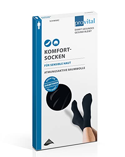 provital Damen Komfort-Socken Strümpfe für besonders sensible Füße OekoTex Lycra-Faser perfekte Passform, Farben:black, Size:43-46 von provital