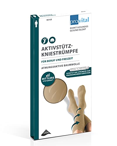 provital Herren Kniestrumpf Aktiv-Stützkniestrümpfe mit verstärkter Ferse und mittlerer Stützkraft 10-14 mmHG Kompression, Farben:beige, Size:39-42 von provital