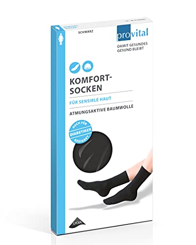 provital Komfort-Socken Strümpfe besonders geeignet für Diabetiker OekoTex Lycra-Faser perfekte Passform, Farben:black, SockSizes:35-38 von provital