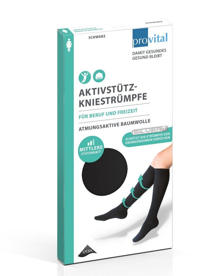 provital Socken 1002610038 provital Damen Kniestrumpf Aktiv-Stützkniestrümpfe mit verstärkter Ferse und mittlerer Stützkraft 10-14 mmHG Kompression von provital