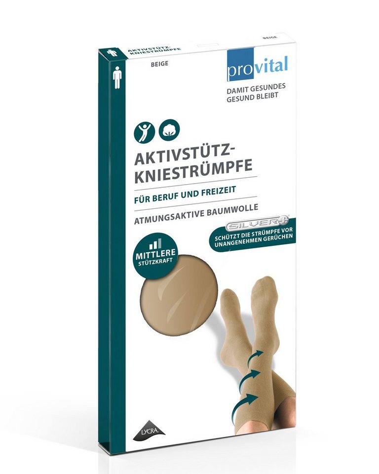 provital Socken 1003793042 provital Herren Kniestrumpf Aktiv-Stützkniestrümpfe mit verstärkter Ferse und mittlerer Stützkraft 10-14 mmHG Kompression von provital