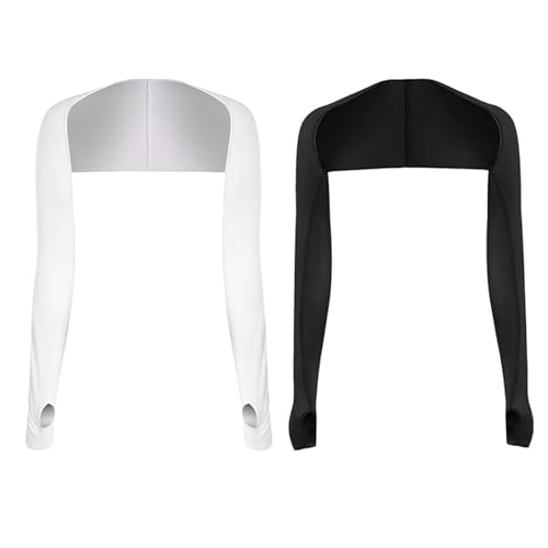 prtsftrb 2 Stück UV-Schutz Damen Sonnenschutz Schal Armstulpen Eisseide Kühlschal Armmanschetten mit Fingerlöchern Fingerlose Handschuhe Ärmel von prtsftrb
