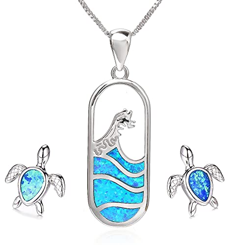 Schmuck-Set mit Opal-Anhänger, Saphir-Topal, 18 Karat Weißgold, vergoldet, Opal, Kupfer, synthetischer Opal von psaakon