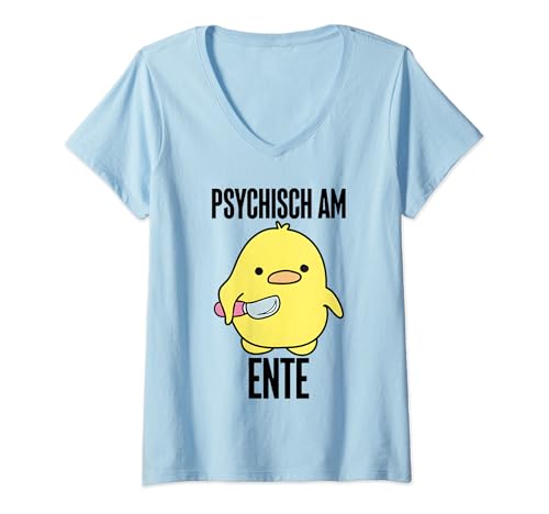 Damen psychisch am ente T-Shirt mit V-Ausschnitt von psychisch am ente tshirt