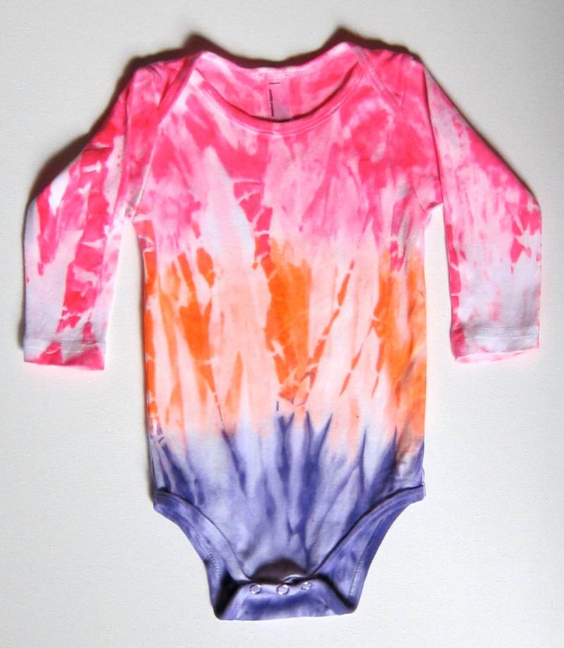 Neon 3-Clr Tie Dye Säugling Baby Rib Short Slv Einteiler von ptika