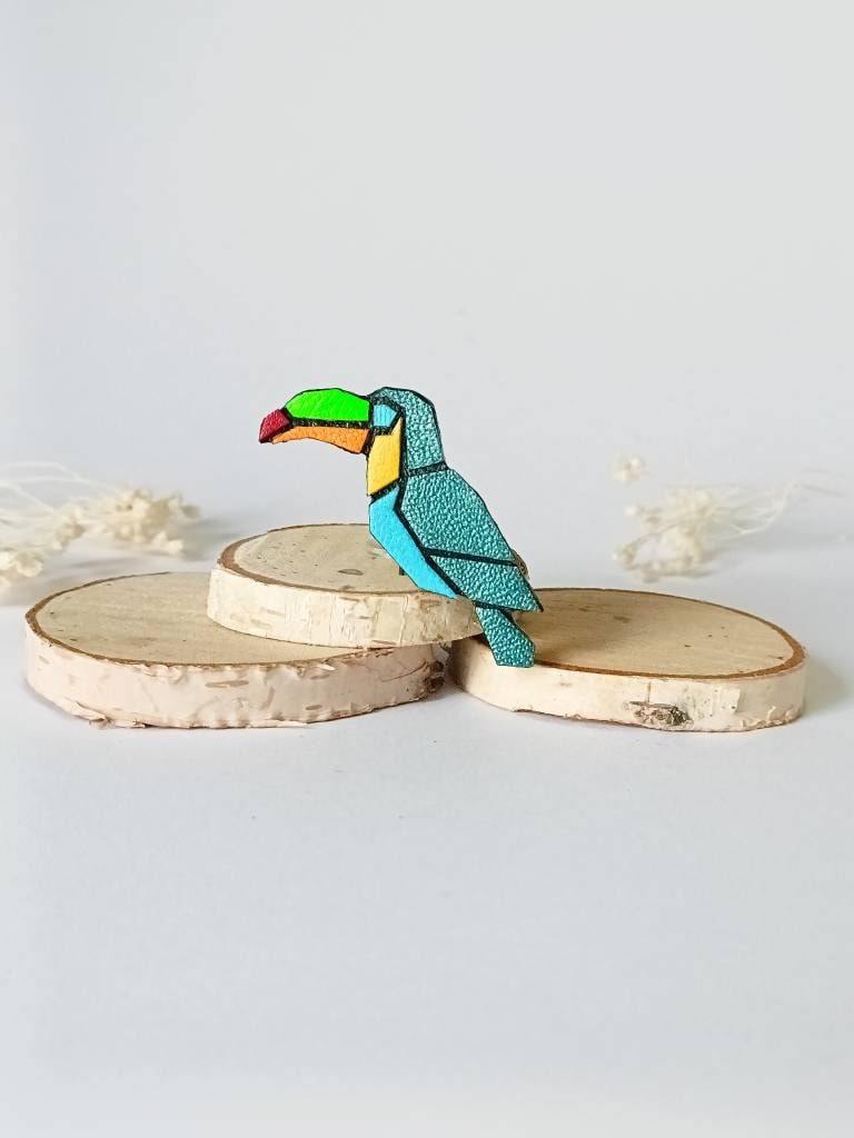 „Gaëtan"-Brosche Aus Echtem Leder Im Toucan-Origami-stil in Den Farben Petrolblau, Gelb Und Orange „Gaëtan"-Brosche Aus Echtem Leder Im Toucan-Origami-stil in Den Farben Petrolblau, Gelb Und Orange von ptitegrenouilleverte
