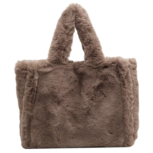 ptumcial Einkaufstasche für Frauen Plüsch Dual -Gurt Solid Winter große Kapazität Fuzzy Tasche lässige stilvolle Handtaschen für Frauen Totes von ptumcial