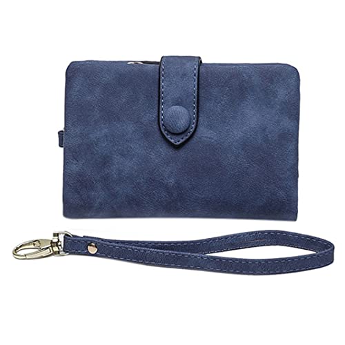 ptumcial Leder Brieftasche Geldbörsen Frauen Mode Münze Geldbeutel Kleiner Beutel Wechsel Brieftasche mit Lanyard für Damen Blue Coin -Geldbörsen und Beutel von ptumcial