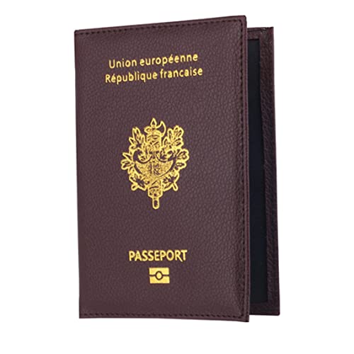 ptumcial Passabdeckungen PU Leder Passhalter Cover Hülle RFID Blockierende Reise Brieftasche Brown Frankreich Typ Passabdeckungen von ptumcial