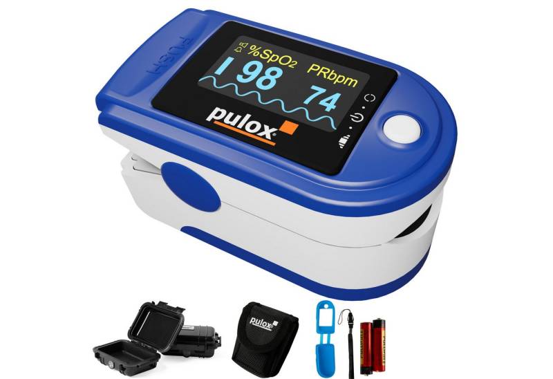 pulox Pulsoximeter PO-200A mit Alarm und Pulston Blau von pulox