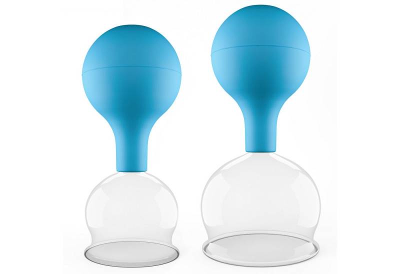 pulox Vakuum-Massager Schröpfgläser Set aus Echtglas 2 Stück 5,2cm und 6,2cm Blau von pulox