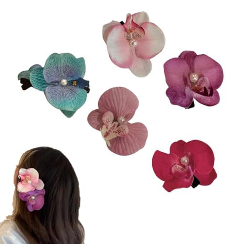 Haarnadel mit koreanischer Phalaenopsis-Blume, 2024, modischer Clip, Haartuch, Kopf-Design, Bohemia, Blumenmuster, weiblich, G3o3 Perle von pulunto