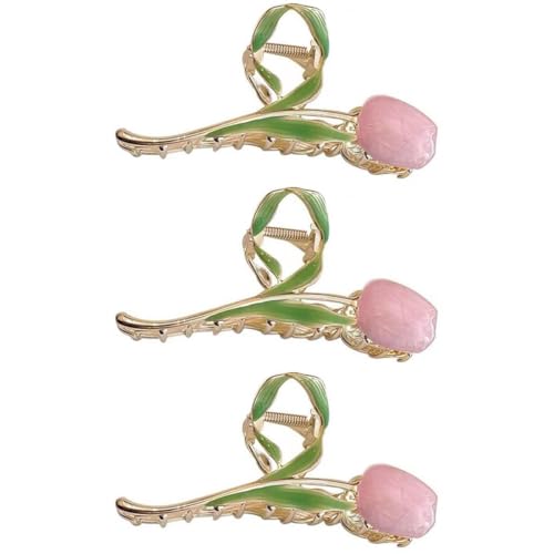 Haarspange mit Tulpenblüten, schöne koreanische Tulpenblume, Metallclip, Haarspange, lange Haarklammer für Damen von pulunto
