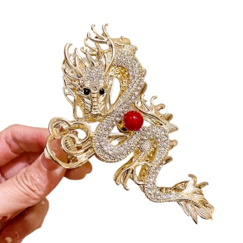 Haarspangen für Damen, chinesisches Drachenjahr, rote Perlen, Metall, Strass, Schmucknadel, modisches Haar-Accessoire, Haarschmuck von pulunto
