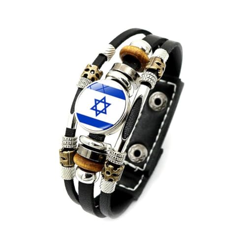 pulunto Israel Amerikanische Flagge Armband I Stand mit Israel Armband Unterstützung Israel Armreif Armband Perlen Leder Armbänder Für Männer Frauen Schmuck Geschenke, Legierung, Kein Edelstein von pulunto