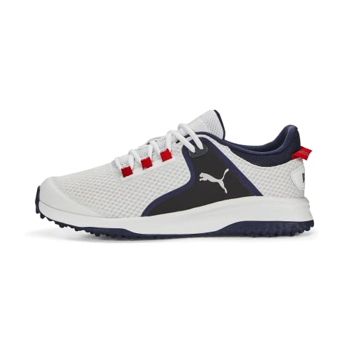 Puma Golf Herren Fusion Grip Extra breiter Golfschuh, Puma White-Puma silverpuma Navy, 43 EU von PUMA