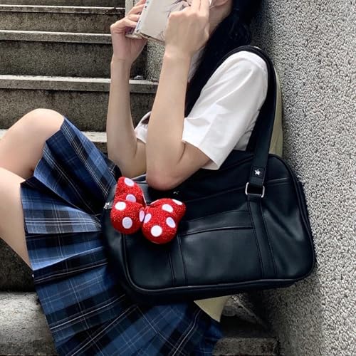 Bequeme Umhängetasche in Tokio inspiriertem Design mit geräumigem Innenfutter aus PU-Leder und organisatorischer Aufbewahrung, leichte Umhängetasche, Schwarz , One Size von pumpumlia