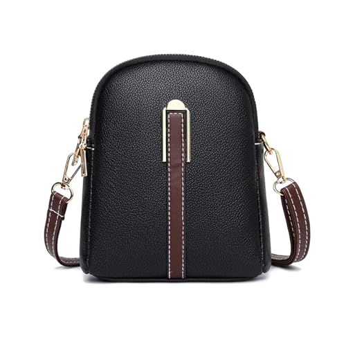 Damen-Umhängetasche, praktische und stilvolle PU-Leder-Crossbody-Tasche für Studenten und Profis, Schwarz , One Size von pumpumlia