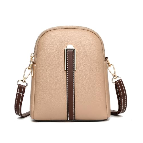 Damen-Umhängetasche, praktische und stilvolle PU-Leder-Crossbody-Tasche für Studenten und Profis, khaki, One Size von pumpumlia