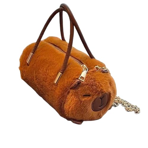 Elegante Handtasche Satchel Damen Casual Plüsch Schultertasche mit mehreren Taschen Vielseitige Crossbody Geldbörse Plüsch Handtasche, Braune Capybara, One Size von pumpumlia