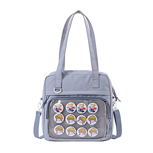 JK Umhängetasche für Damen, durchsichtiges PVC-Fenster, Segeltuch, Schultertasche, kleine Buchhandtaschen, Ita Geldbörse, blau, One Size von pumpumlia