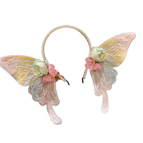 Kinder-Haarschmuck mit Schmetterling und Blume, modisches Haarband für Mädchen, zum Verkleiden von Geburtstagen und Feiern von pumpumlia