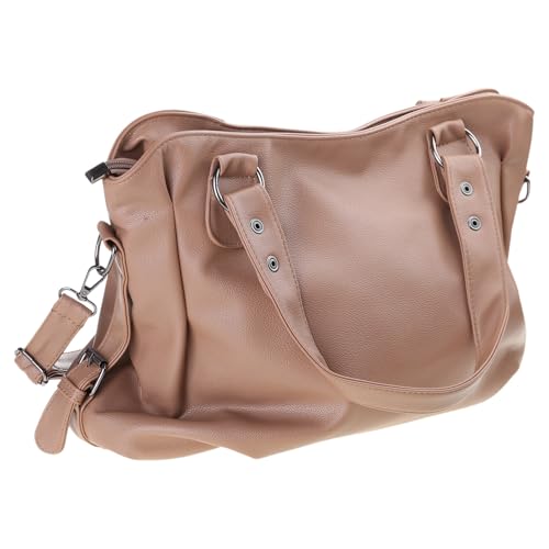 Lässige Umhängetasche aus PU-Leder, Crossbody-Tasche, Tragegriff oben, mit verstellbarem Riemen, geeignet für verschiedene Anlässe, geräumige Einkaufstasche, khaki, One Size von pumpumlia