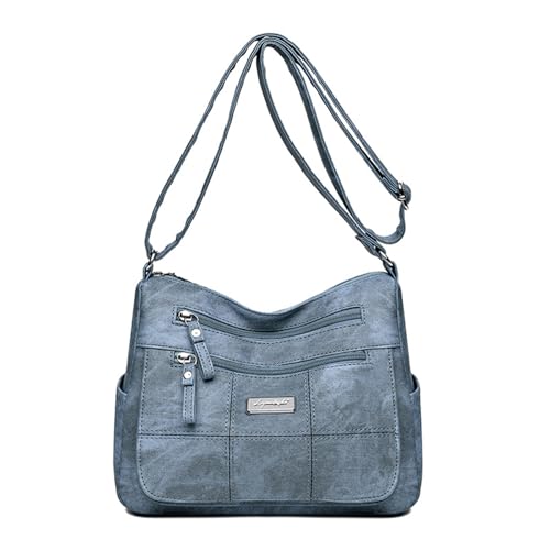 Leichte Umhängetasche aus PU-Leder mit mehreren Taschen, Crossbody-Tasche für Mütter, den täglichen Gebrauch und praktische Tasche, blau, One Size von pumpumlia