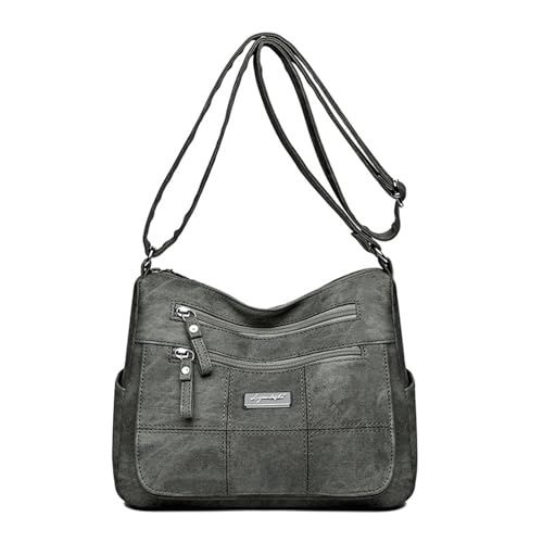 Leichte Umhängetasche aus PU-Leder mit mehreren Taschen, Crossbody-Tasche für Mütter, den täglichen Gebrauch und praktische Tasche, grau, One Size von pumpumlia