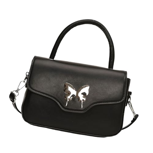 Modische Umhängetasche aus PU-Leder mit verstellbarem Riemen für Freizeit oder Party, Bürotasche, Schwarz , One Size von pumpumlia