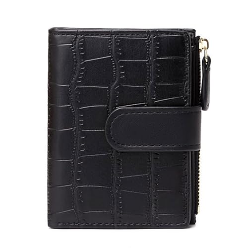 Multifunktionale Damen-Kurzgeldbörse, PU-Leder, Münzgeldbörse zum Aufbewahren und Karten, stilvolle und praktische Geldbörse, Schwarz , Mass Beauty von pumpumlia