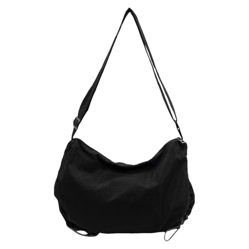 Praktische und trendige schwarze Nylon-Umhängetasche, große Umhängetasche, geeignet für verschiedene Stile und Veranstaltungen, lässige Damen- und Herrentasche, Schwarz , One Size von pumpumlia
