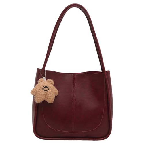 Retro Styles PU Leder Umhängetasche für Frauen Geräumige und praktische Unterarmtaschen Casual Handtasche für Arbeit oder Reisen PU Handtasche, rot, One Size von pumpumlia