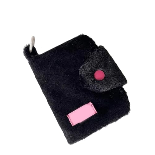 Stilvolle, weiche, stabile Plüsch-Geldbörse, angenehm zu berühren und für den täglichen Gebrauch, Organisation, minimalistisches Design, Taschen, Schwarz , Einheitsgröße von pumpumlia