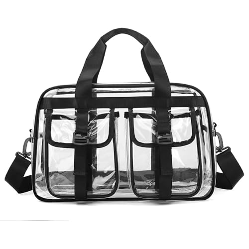 Transparente PVC-Sporttasche, geräumige Organizer für Fitnessstudio, Schwimmbad, Reisen, Abenteuer, mit Schultergurt, wasserabweisend, PVC-Sporttasche, Schwarz , Mass Beauty von pumpumlia